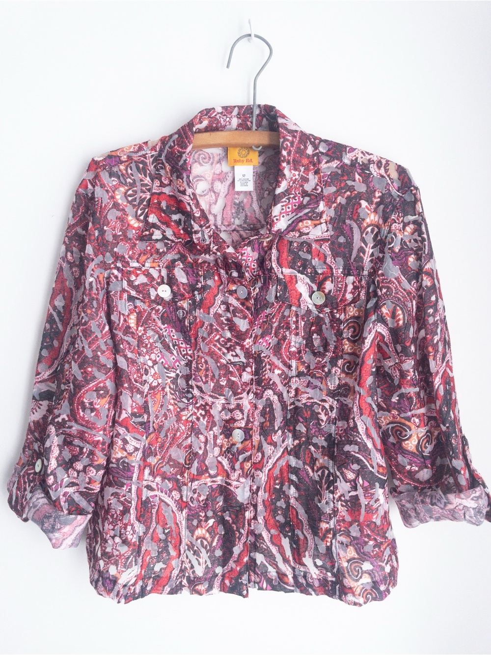 Ruby Rd. Pink Paisley Button-Front Shirt Jacket